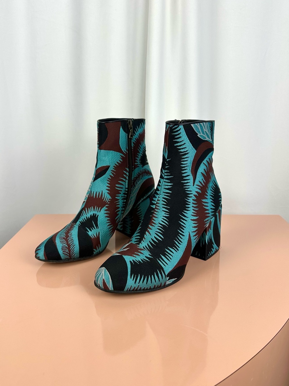 Dries Van Noten 2017 Jacquard Ankle Boots 38.5 Made in Italy w/ Box